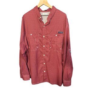 Columbia PFG Mens XXL Red Plaid Long Sleeve‎ Fishing Shirt